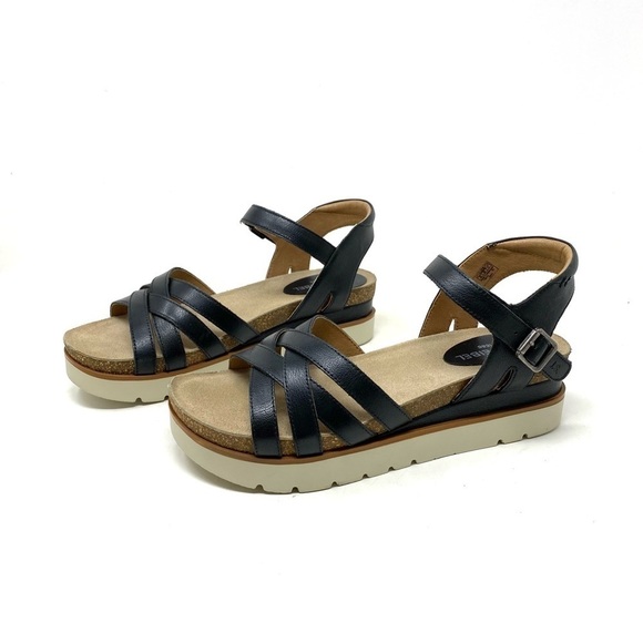 Josef Seibel Clea 14 Black Leather Platform Sandals - Picture 2 of 7